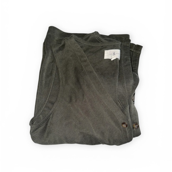 Lou & Grey Olive Gray Modal Blend Button Front Midi Dress Tie Waist Size Small - Picture 5 of 8